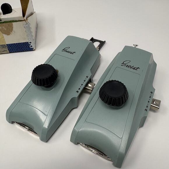 Set of 2 Greist Buttonholers Model Automatic Buttonhole Stitch Attachments w Box - Picture 4 of 12